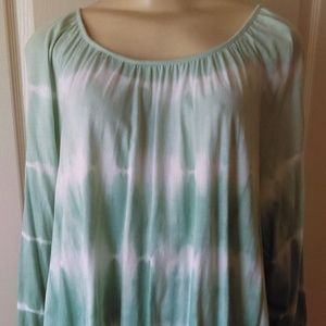 Chaps Mint Colored Tie Dye Look Top